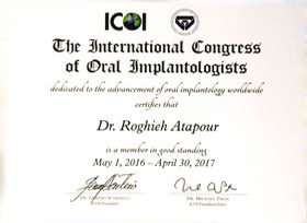 ICOI Certificate of Dr. R. Jennifer Atapour