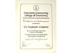 Implant Certificate of Dr. R. Jennifer Atapour